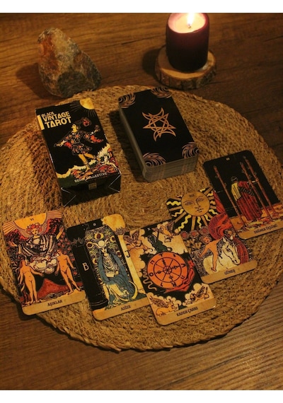 Vintage Tarot Destesi 78 Kart - Arındırma Kesesi - Demet Tütsü
