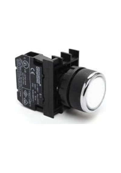 Emas B100DB B Serisi Plastik 1NO Yaylı Düz Beyaz 22 mm Buton