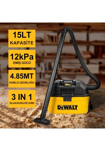 Dewalt Dxv15t 1100w 15lt Taşınabilir Islak Ve Kuru Elektrikli Süpürge