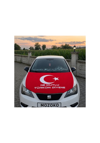 Ne Mutlu Türküm Diyene Yazılı Lastikli Türk Bayrağı Kaput Örtüsü 150x120 Cm Diğer