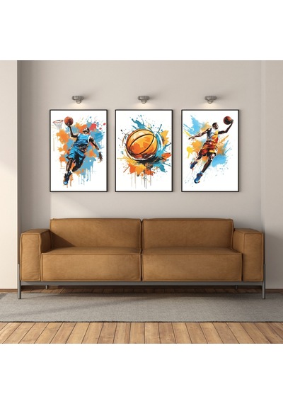 Splash Dunk 3'lü Set Çerçeveli Tablo Siyah Renk 30 X 42 Boyut/ebat