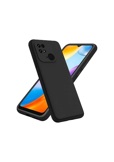 Fibaks Redmi 10c/poco C40 Uyumlu Kılıf Kamera Çıkıntılı Içi Kadife Lansman Yumuşak Dokulu Silikon Kapak Siyah