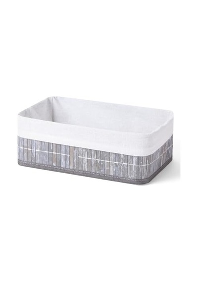 Deconox Bambu Çok Amaçlı Saklama Kutusu Düzenleyici Orta Boy Organizer, Dekoratif Bambu Düzenleyici Gri 29x19x10cm