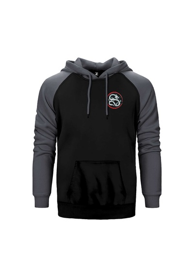 Dragon Karate Gri Renk Reglan Kol Kapşonlu Sweatshirt Gri