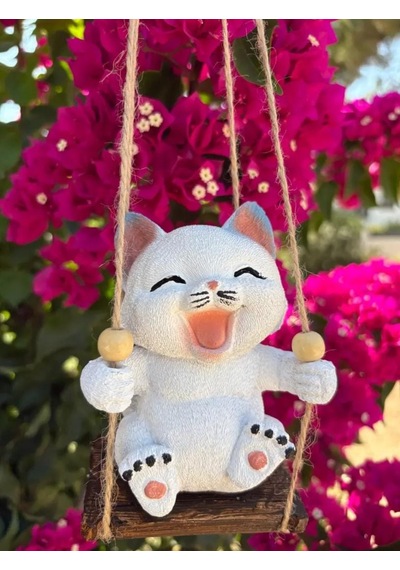 Sallanan Kedi Polyester Duvar Balkon Bahçe Süsü 5 Farklı Renk 01