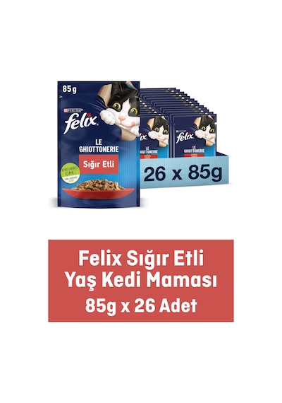 Purina Felix Sığır Etli Yetişkin Kedi Maması 26 x 85 G