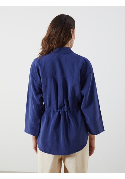 Lcwaıkıkı Classic Lacivert Oversize Modal Karışımlı Kadın Gömlek