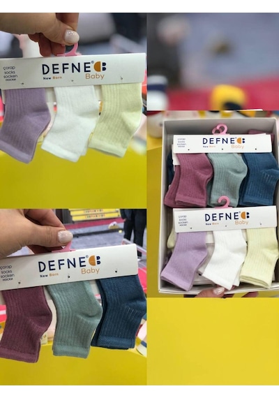 Defne Baby 6 Çi Ft Pamuklu New Born Yenidoğan Kiz Bebek Çorap-737 ÇoK Renkli
