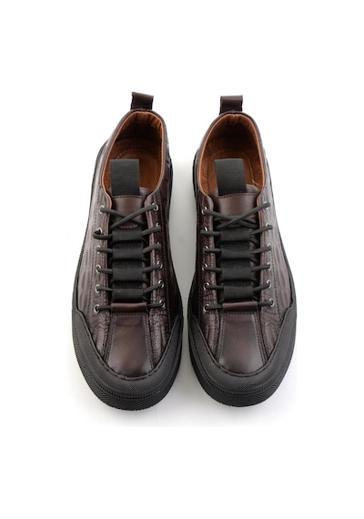 Kahve Hakiki Deri Erkek Sneaker E01900251044 Kahve