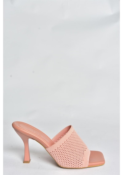 Fox Shoes Pudra Triko Kumaş Topuklu Kadın Terlik P590033357