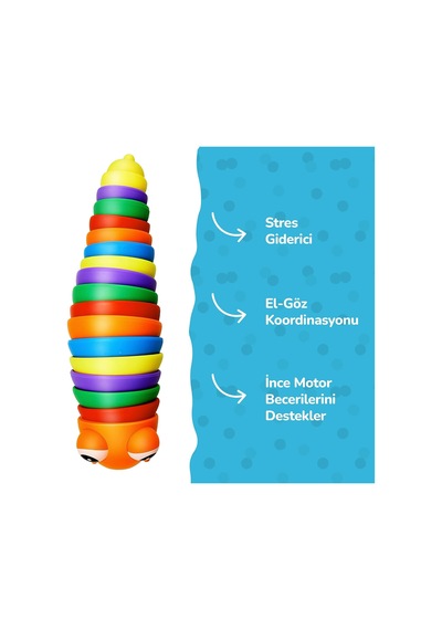 Circle Toys Kıvrılabilen Renkli Tırtıl - Giderici Ve Motor Gelişimi Destekleyen Eğitici Oyuncak