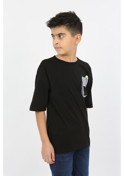 Toontoy Kids Toontoy Erkek Çocuk Göğsü Cepli Tişört Siyah