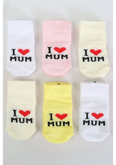 Baby Shez Pamuklu 6'lı Yenidoğan Erkek Bebek Çorap Mum Pembe