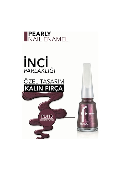 Flormar Sedefli Parlak Oje (MOR) - Pearly Nail Enamel - Pl418 Chrome Purple - 8682536035576