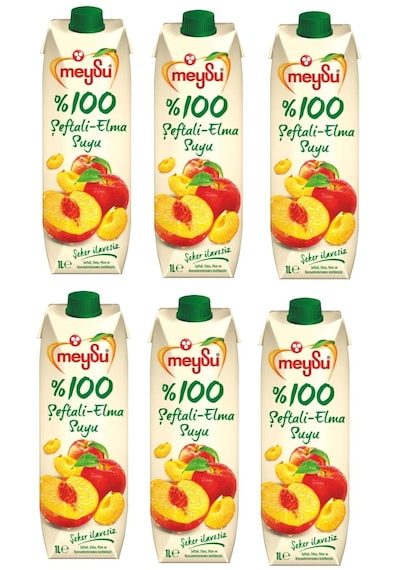 Meysu %100 Şeftali Elma Suyu 1 Lt X 6 Adet