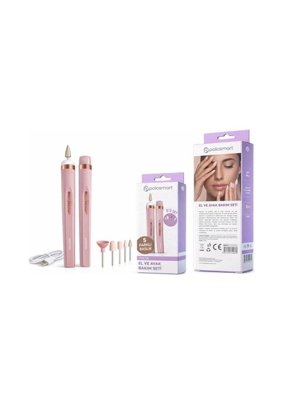 Psc16 Manikür Ve Pedikür Seti, Led Işıklı, Rose Gold, 5 Başlıklı