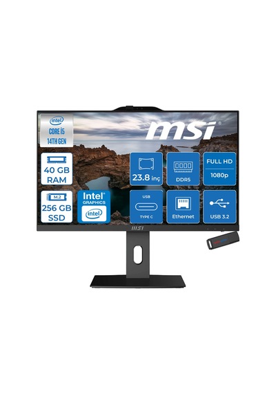 MSI PRO AP242P 14M-887XTRF16 i5-1440040 GB 256 GB SSD 23.8" Free Dos AIO Masaüstü Bilgisayar