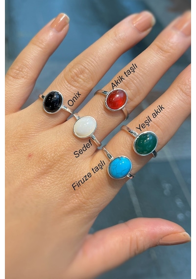 Gümüş 10x8 Mm Sedef Taşlı Yüzük Diğer