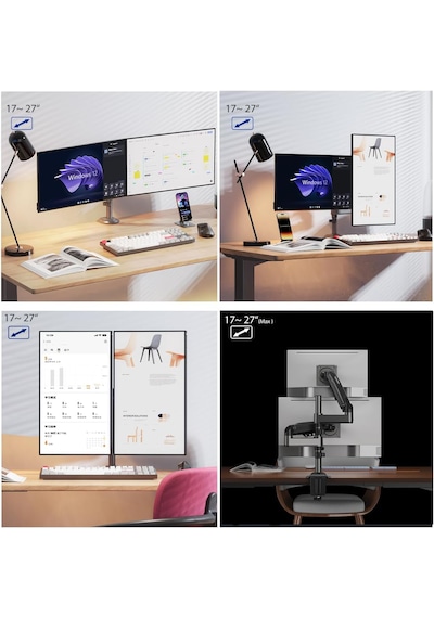 North Bayou Nb H180 Amortisörlü Profosyonel 17 "27" Monitör Stand Çift Monitör Desteği 2-12 Kg