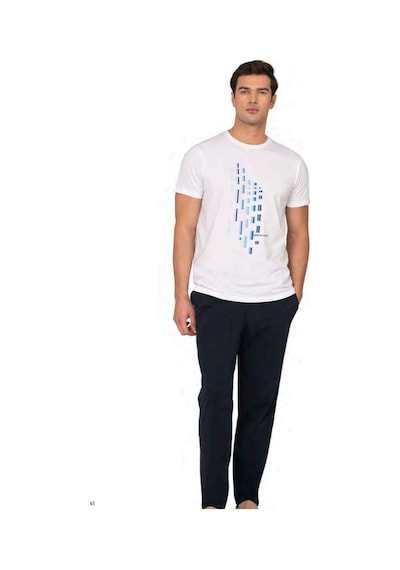 Pierre Cardin 6129 Erkek Kısa Kollu Bisiklet Yaka Pijama Takımı-beyaz