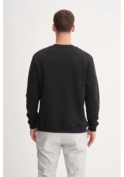 Cazador Kalın Diyagonal Dokulu %100 Pamuk 3 İplik Regular Fit Sweatshirt 25k Siyah