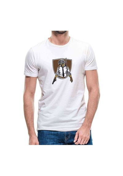 Pubg Soldier With Hand Gun Erkek Beyaz Tshirt