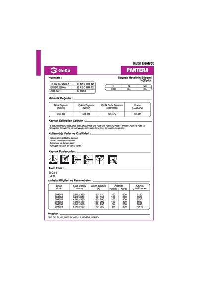 Geka Lotus E6013 Rutil Kaynak Elektrotu 3.20 x 350 MM