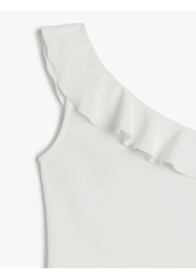 Koton Fırfır Detaylı Kolsuz Tek Omuz Bluz Beyaz 5sak70016ek Beyaz