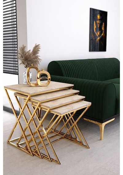 Masal 4'lü Zigon Gold Kaplama Traverten Mdf Mebran