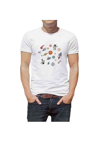 Uzay Astronomi Çocuk Baskılı Beyaz Erkek Tshirt