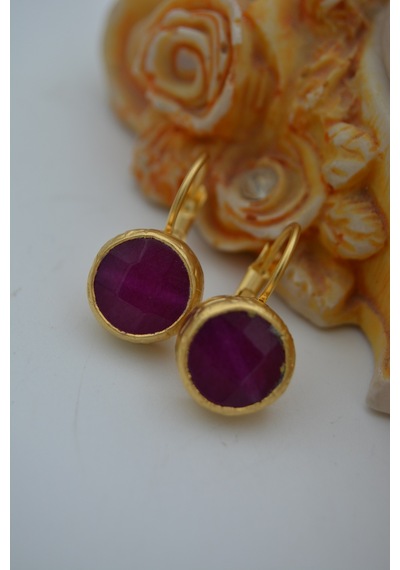 Stoneage Jade Taşli Tasarim Küpe Altın
