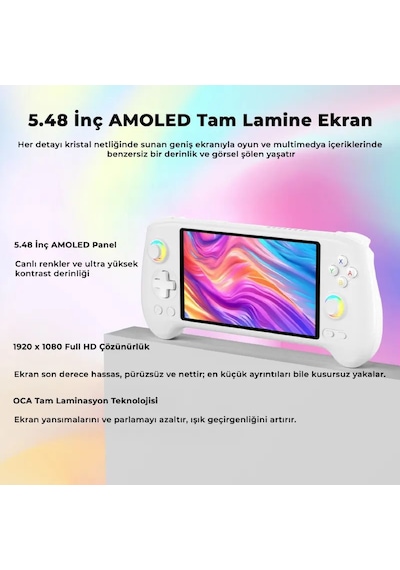 Rg 557 Beyaz 8 Gb Ram 128 Gb Depolama 5.48" Amoled Dokunmatik Ekran El Konsolu - 4nm Dimensity 8300 İşlemci Android 14 Wi-fi 6e Aktif Turbo Fan Soğutma 1080p Type-c Dp Çıkışlı Taşınabilir Konsol Rg 557 Beyaz 8 Gb Ram 128 Gb Depolama 5.48" Amoled Dokunmatik Ekran El Konsolu - 4nm Dimensity 8300 İşlemci Android 14 Wi-fi 6e Aktif Turbo Fan Soğutma 1080p Type-c Dp Çıkışlı Taşınabilir Konsol