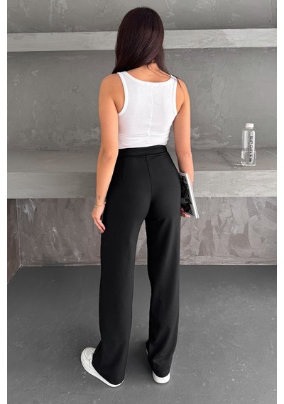 Kadın Yüksek Bel Geniş Paça Pantolon Grey Tailor siyah