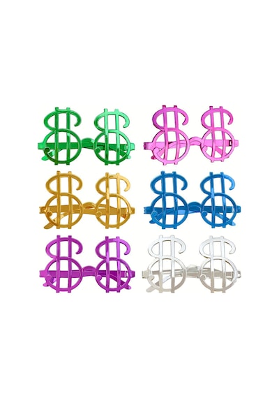Dolar - 902 - Şekilli Metalize Parti Gözlüğü - Csmo-tex - 6 Adet
