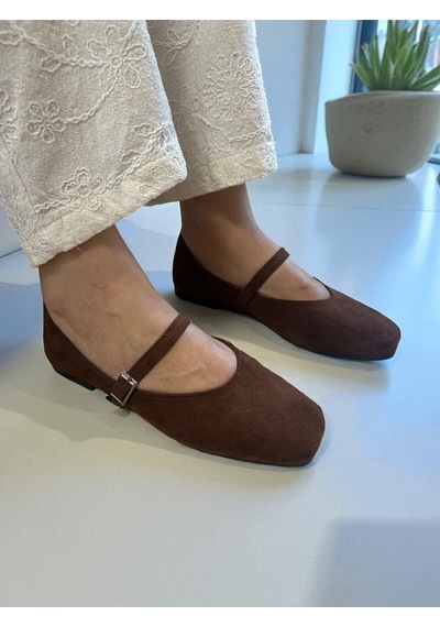Aska Shoes Shoes Günlük Tokalı Babet 2025aska004 Kahverengi
