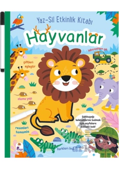 Yaz-sil Etkinlik Kitabı Hayvanlar Kalemli İndigo Çocuk