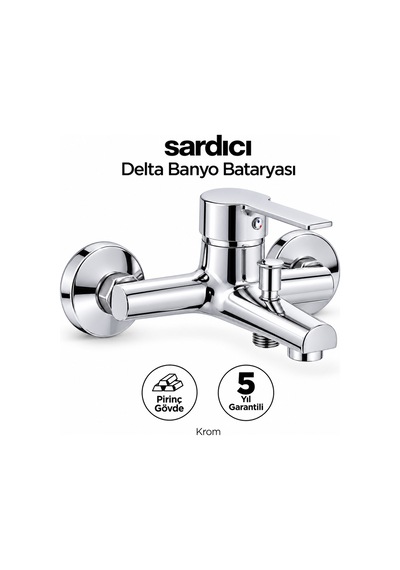 Sardıcı Delta Krom Pirinç Banyo Bataryası Dirsek Rozet Dahil