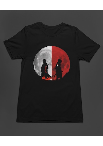 Bumeta Anime White Red Naruto Kakashi Ball Unisex Tişört T-shirt Siyah