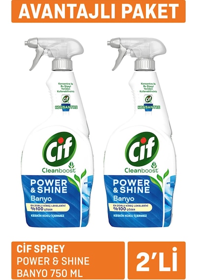Cif Sprey Power & Shine Banyo 2 X 750 Ml 4 Adet Diğer