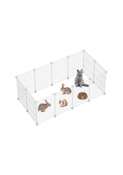 12 Panel Metal Beyaz Renk Evcil Küçük Hayvan Kedi Köpek Kuş Evi Kafesi Oyun Parkı