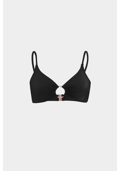 Açelyaokcu Premium Halka Detaylı Metıs Fit Kadın Bikini Üstü Siyah