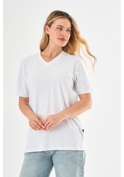 Pierre Cardin V Yaka Basic T-shirt Beyaz
