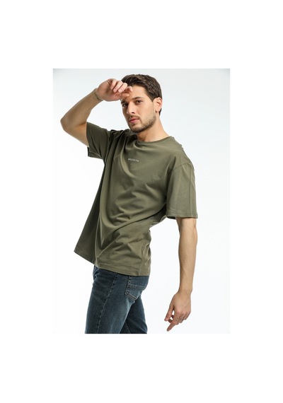 Bisiklet Yaka Oversize Brooklyn Baskılı Erkek T-Shırt