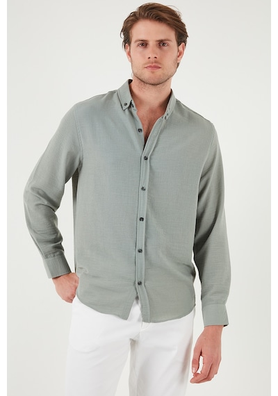 Buratti Regular Fit Uzun Kollu Düğmeli Yaka Erkek Gömlek Cf25S116777 Mint