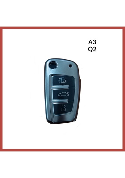 Bezos Audi A3 Q2 Anahtar Uyumlu Silikon Oto Anahtar Kumanda Kabı Kılıf Gri Erdotıca