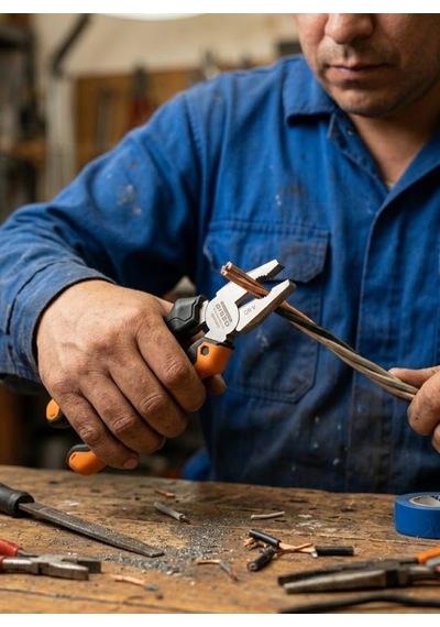 Bısso Profesyonel Kombine Pense 180mm / 7 - Birinci Kalite Cr-v Çelik, Usta Ve Tamirat Tipi Güçlendirilmiş Tel Kesici Ve Tutucu Pense, Ergonomik İzoleli Kaymaz Sap