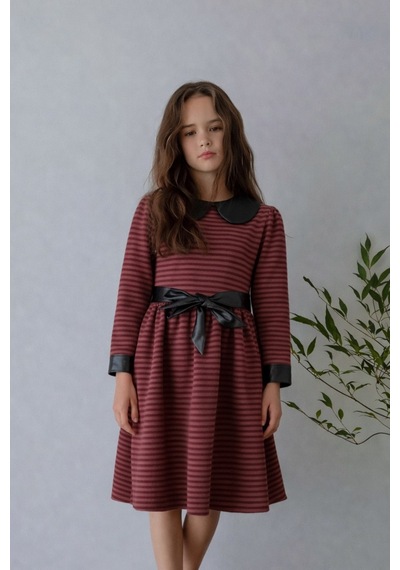 Fesshera Kids Kız Çocuk Elbise Suni Deri Detaylı Bebe Yaka Sırtı Fermuarlı Şık Elbise Pembe Fesshera Kids Kız Çocuk Elbise Suni Deri Detaylı Bebe Yaka Sırtı Fermuarlı Şık Elbise Pembe