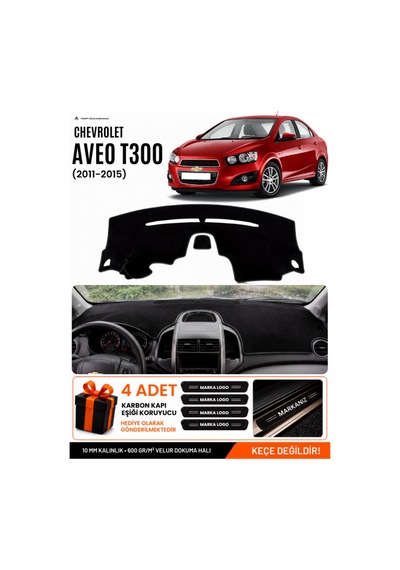Chevrolet Aveo T300 2011-2015 Uyumlu Torpido Örtüsü, Torpido Kılıfı - Siyah