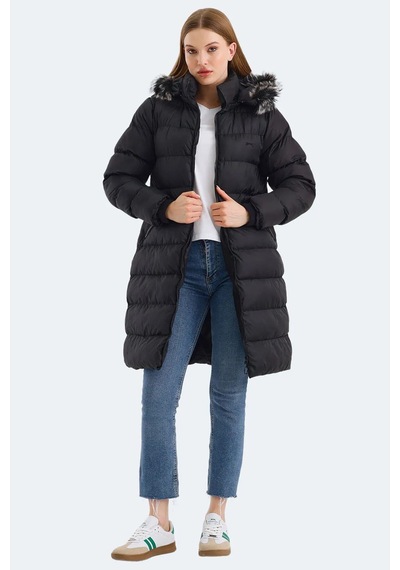 Slazenger Garlic In Kadın Puffer Uzun Şişme Mont Siyah