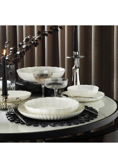 Kütahya Porselen Bone Luz Form Yemek Takımı Platin Fıle 52 Parça 12 Kişilik Bnlzf52yt220 Çok Renkli